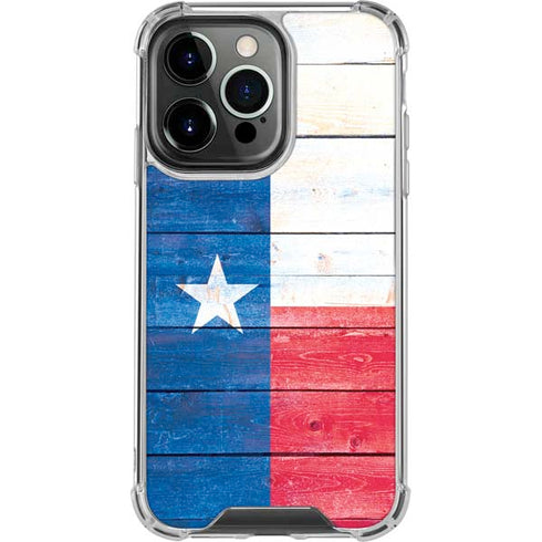 Texas Flag Light Wood iPhone 16 Pro Clear Case